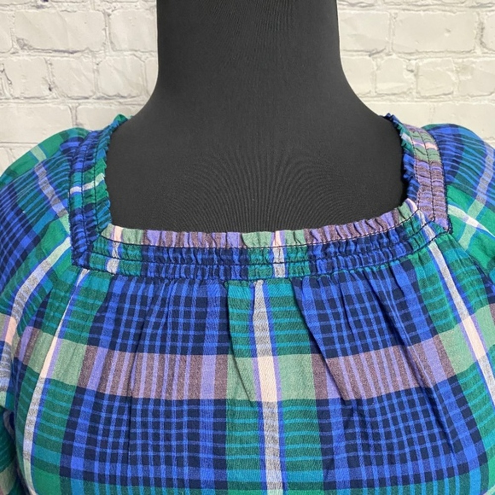 Old Navy plaid square neck gauze top - Picture 2 of 6